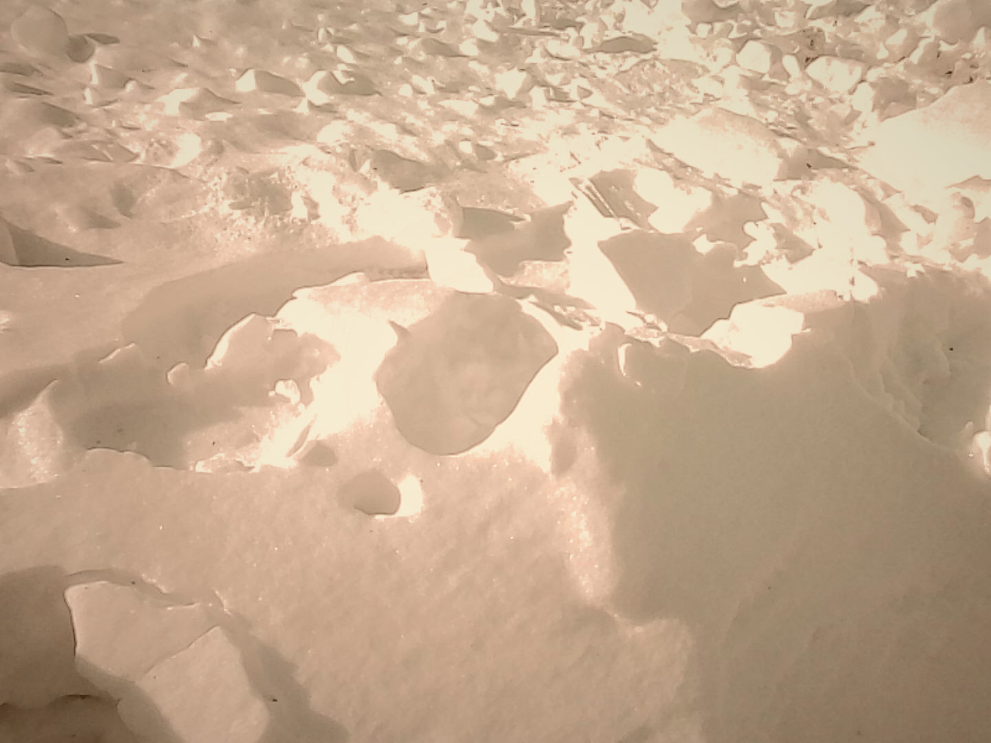 Craters in the snow.